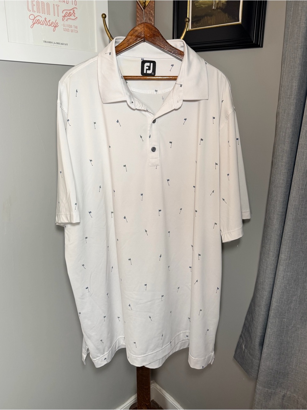 FootJoy White Short-Sleeve Golf Polo with Subtle Print - 2XL